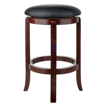 Walcott Swivel Seat Counter Stool, Black & Walnut