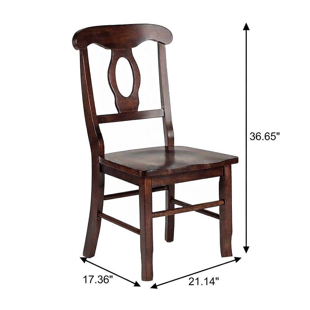 Solid Wood Dining Chairs Set of 2 with Keyhole Back, Kitchen Chairs, Walnut
