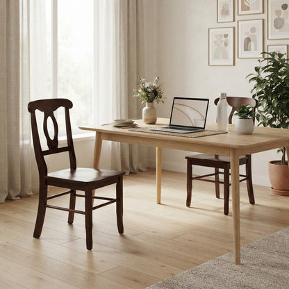 Solid Wood Dining Chairs Set of 2 with Keyhole Back, Kitchen Chairs, Walnut