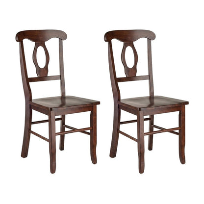 Solid Wood Dining Chairs Set of 2 with Keyhole Back, Kitchen Chairs, Walnut