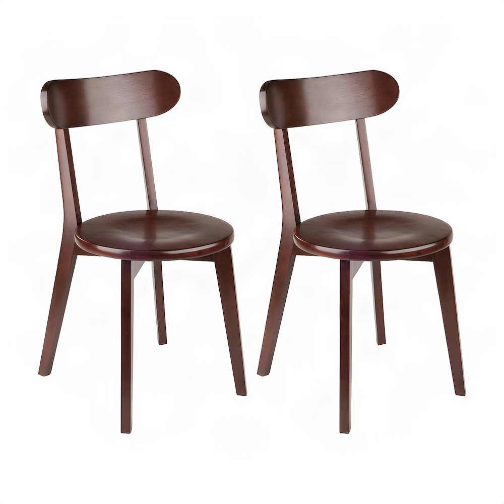 Solid Wood Kitchen Dining Chairs, Mid-Century Modern Style, Set of 2, Walnut
