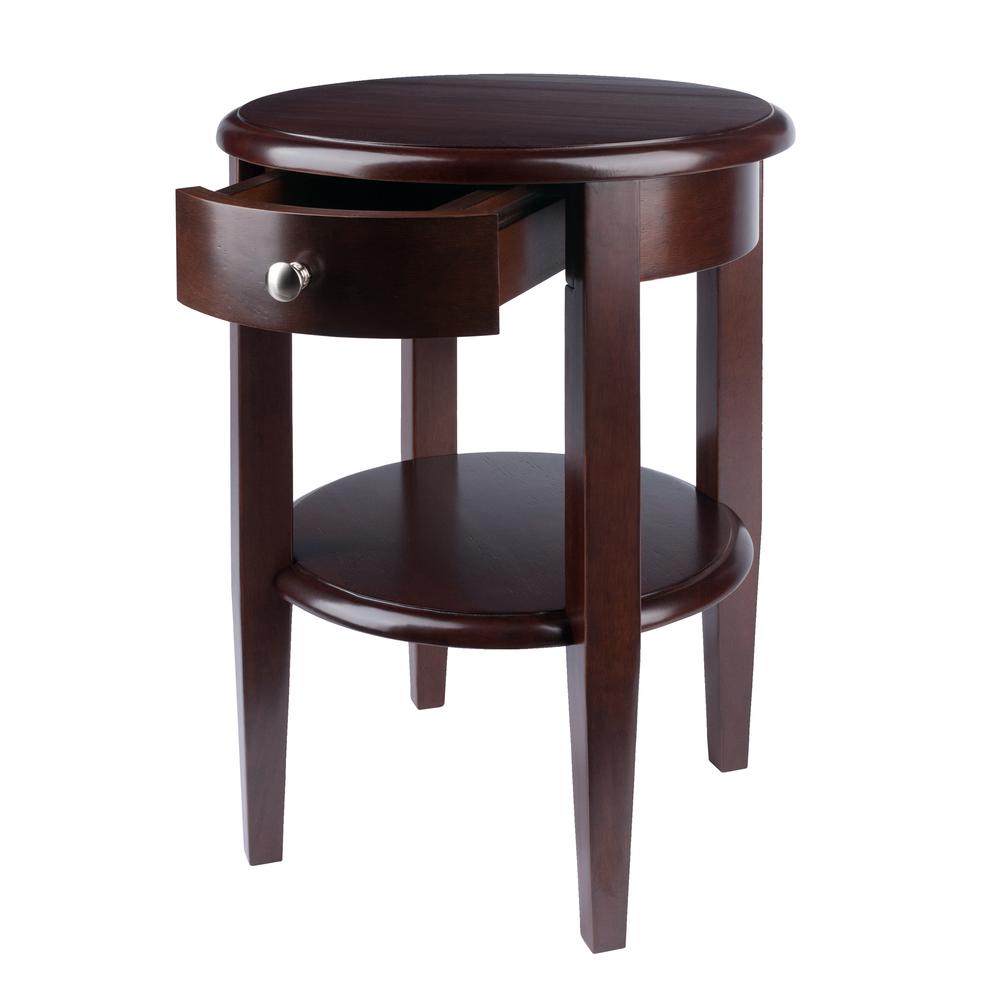 Concord Round End Table with Drawer and Shelf
