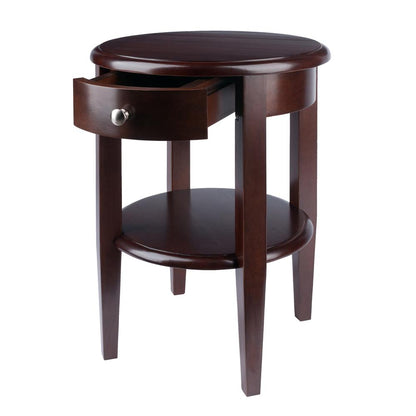 Concord Round End Table with Drawer and Shelf