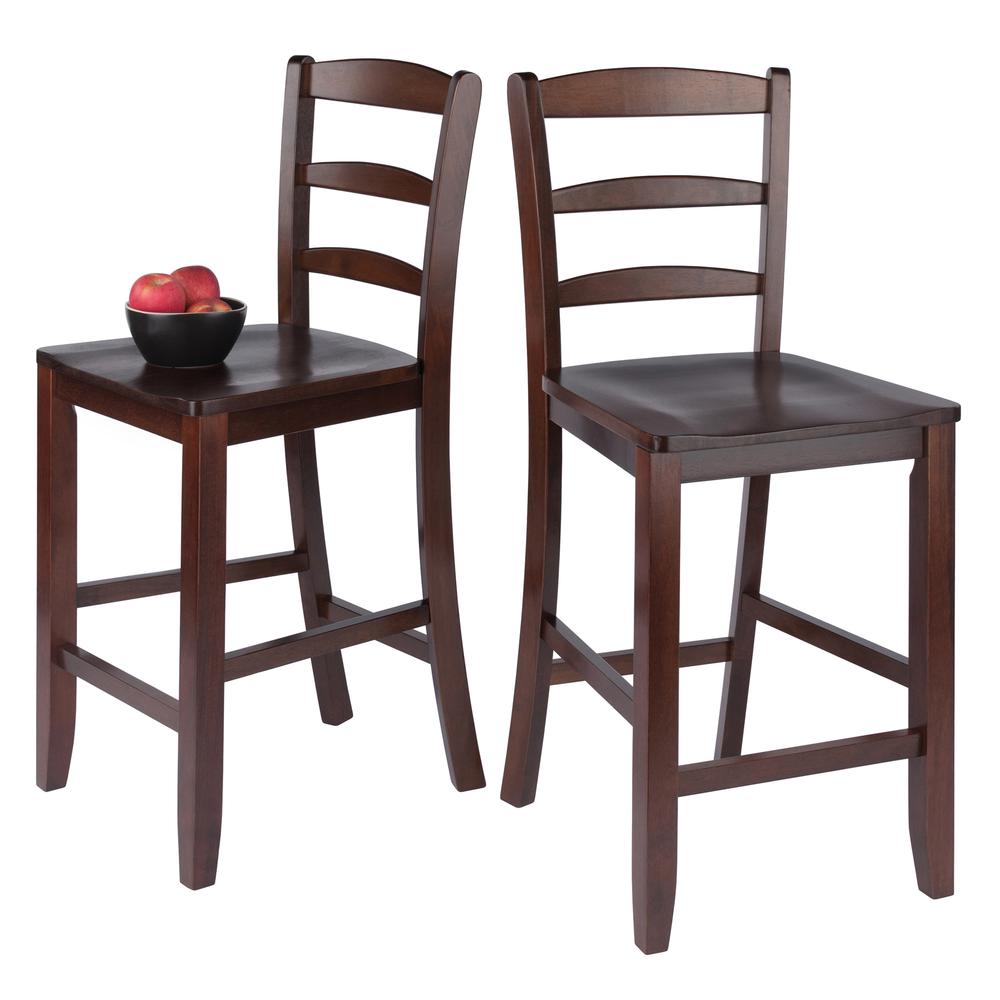 Benjamin 2-PC Ladder Back 24" Counter Stool Set Antique Walnut