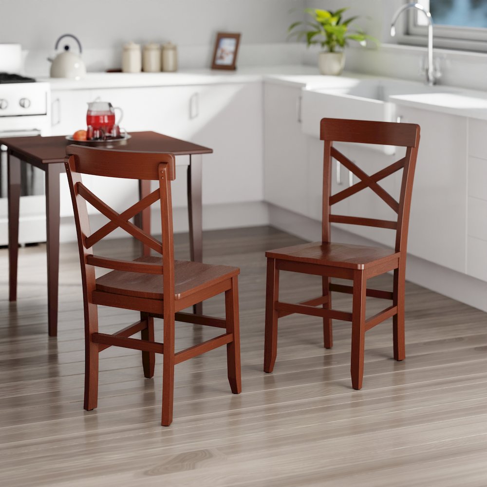 Xenia 2-Pc Set X-Back Chairs, Walnut