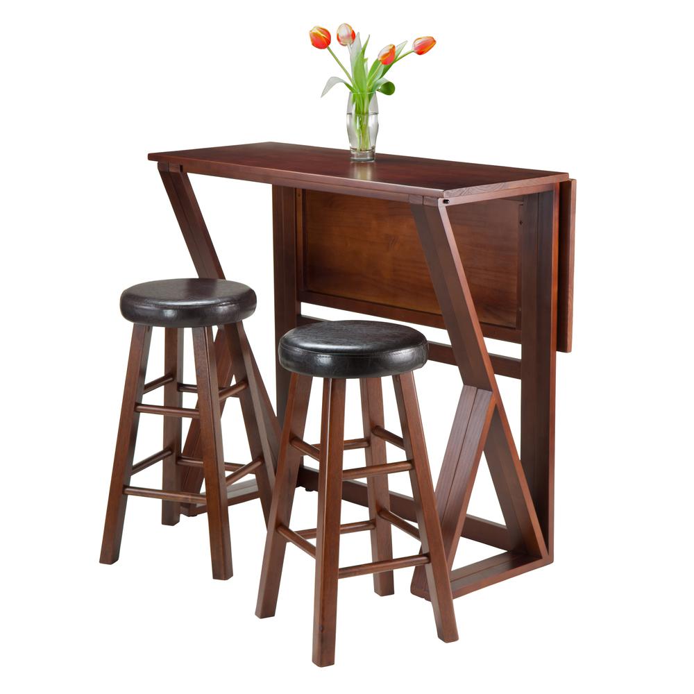 Harrington 3-Pc Drop Leaf High Table, 2-24" Cushion Round Seat Stools