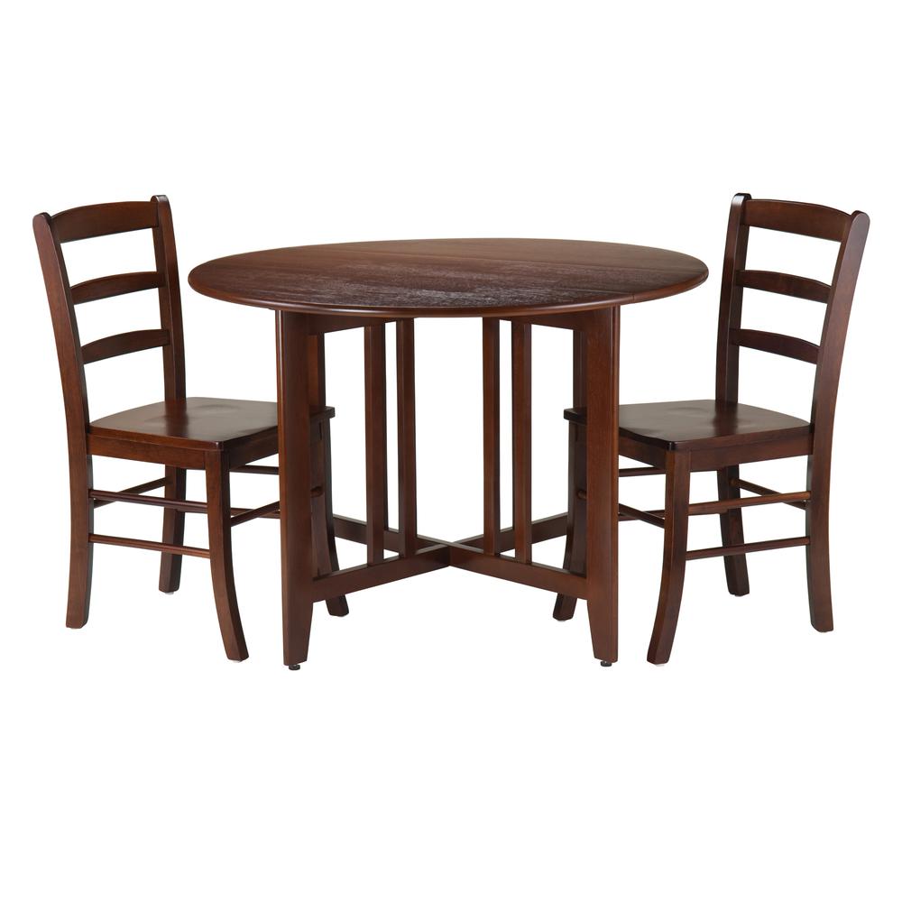 Alamo 3-Pc Round Drop Leaf Table with 2 Ladder Back Chairs