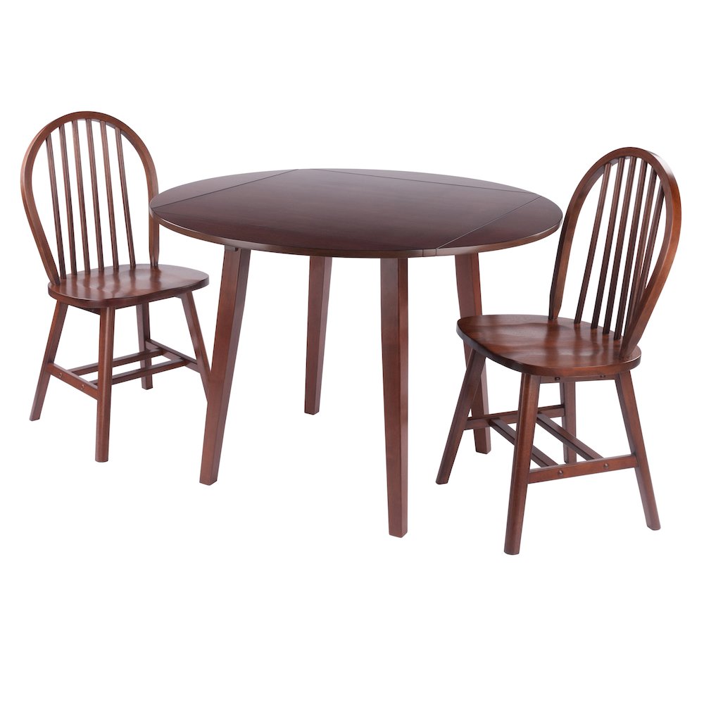 Dawson 3-Pc Drop Leaf Table with Windsor Chairs, Walnut