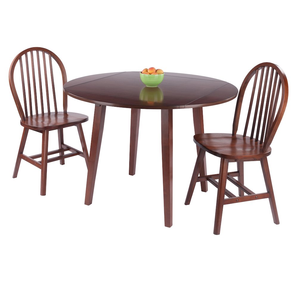 Dawson 3-Pc Drop Leaf Table with Windsor Chairs, Walnut