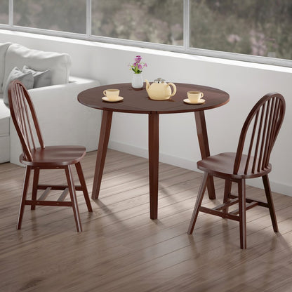 Dawson 3-Pc Drop Leaf Table with Windsor Chairs, Walnut