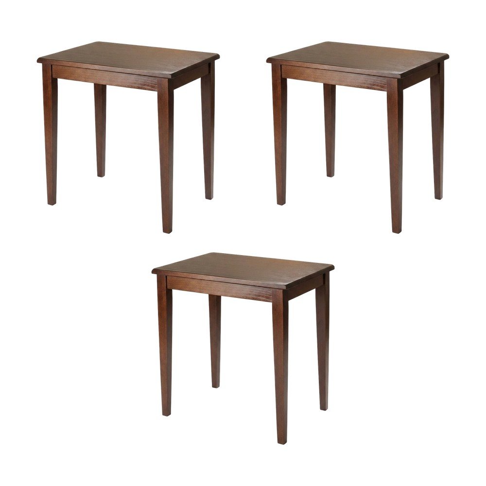 Solid Wood Nesting Side Tables, Stackable 3-Piece Set for Living Room, Walnut