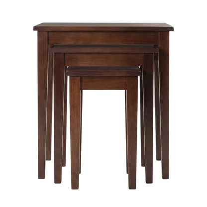 Solid Wood Nesting Side Tables, Stackable 3-Piece Set for Living Room, Walnut