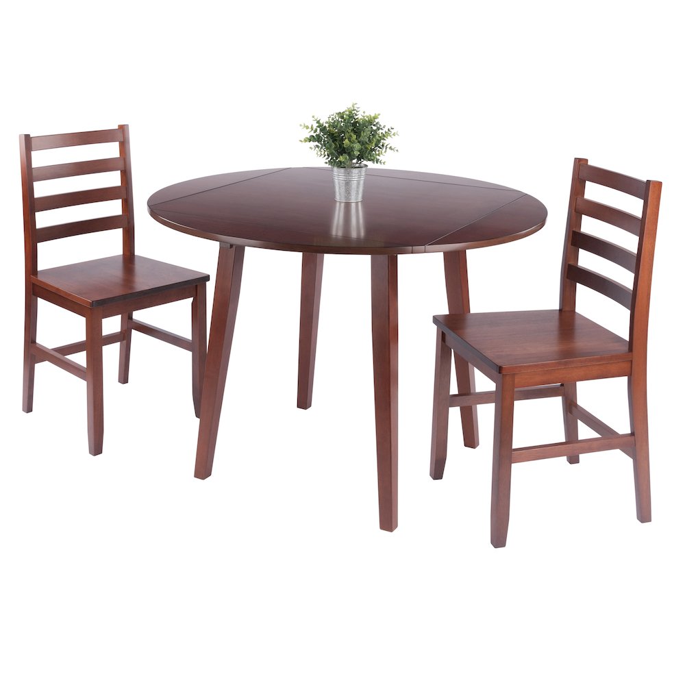 Dawson 3-Pc Drop Leaf Table with Ladder-back Chairs, Walnut