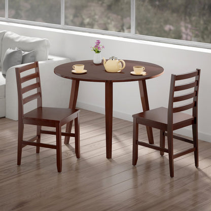 Dawson 3-Pc Drop Leaf Table with Ladder-back Chairs, Walnut