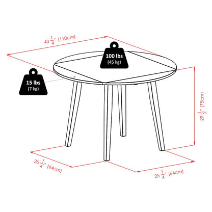 Dawson 3-Pc Drop Leaf Table with Ladder-back Chairs, Walnut