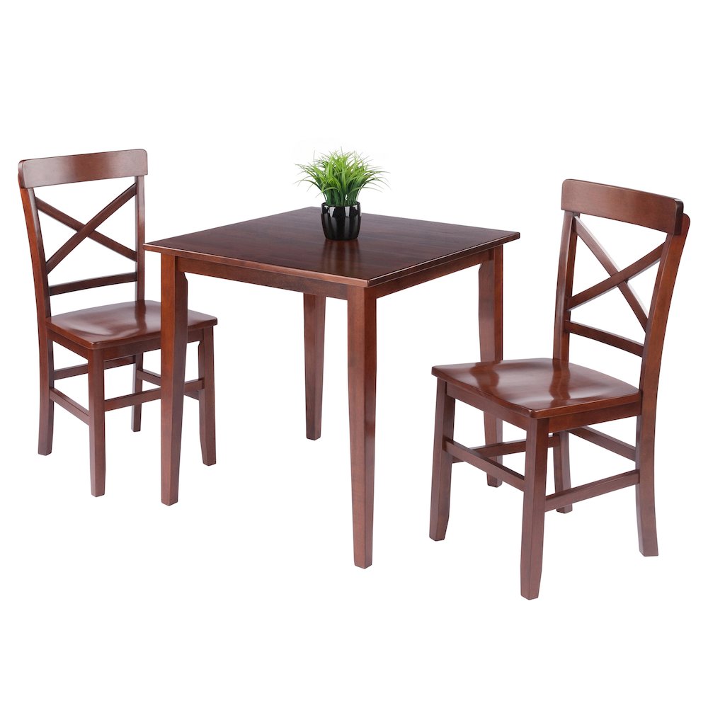 Groveland 3-Pc Set Dining Table with X-Back Chairs, Walnut