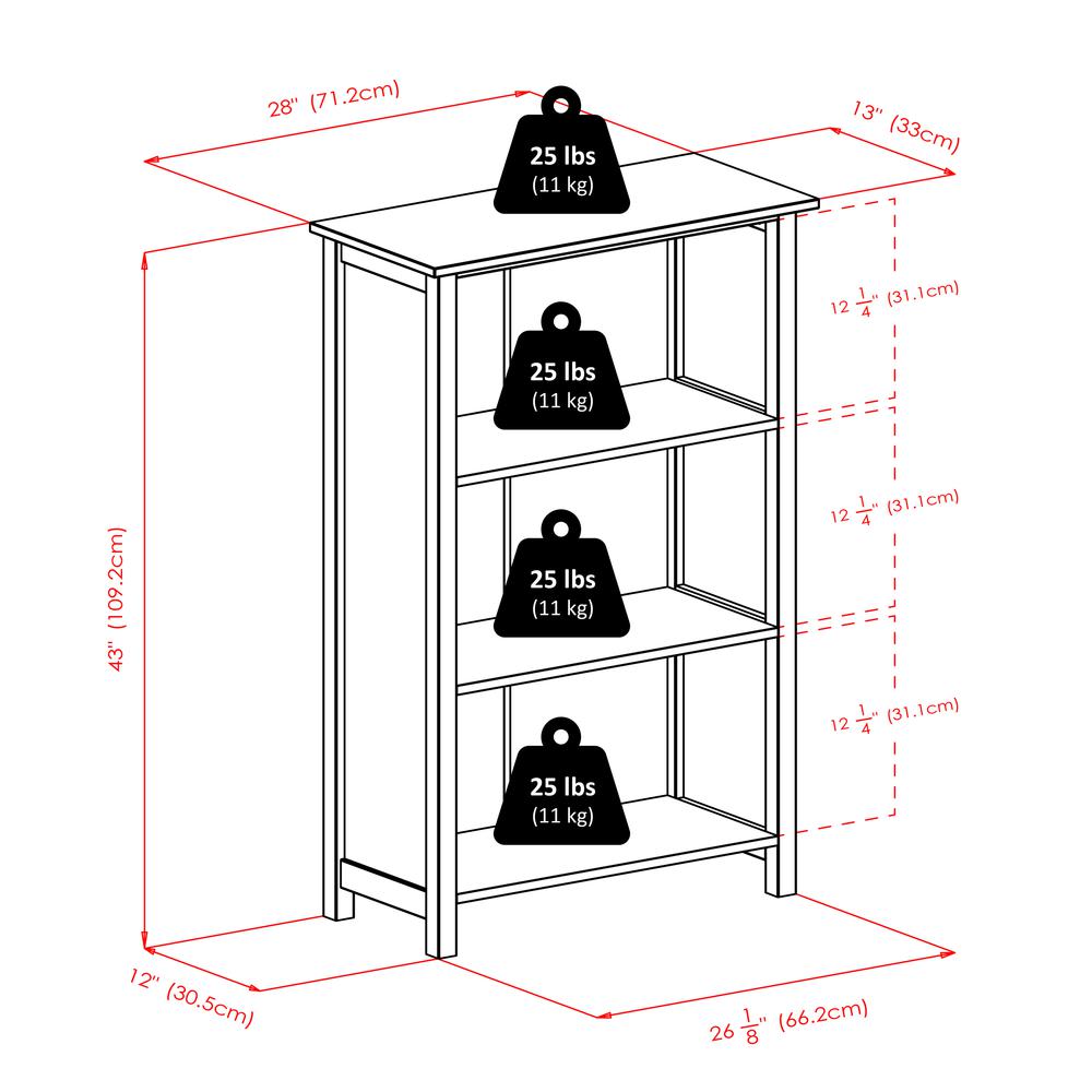 Milan Storage Shelf or Bookcase 4-Tier- Medium