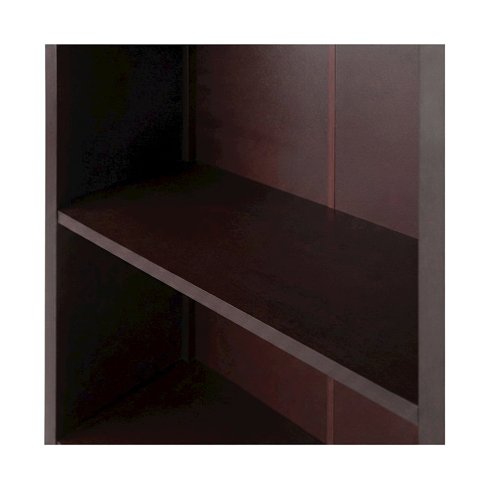 Solid and Composite Wood 4-Tier Bookcase with Open Storage Shelves, Walnut