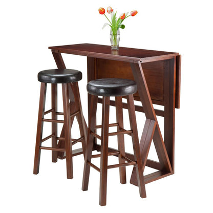 Harrington 3-Pc Drop Leaf High Table, 2-29" Cushion Round Seat Stools
