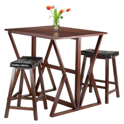 Harrington 3-Pc Drop Leaf High Table, 2 - 24" Cushion Saddle Seat Stools