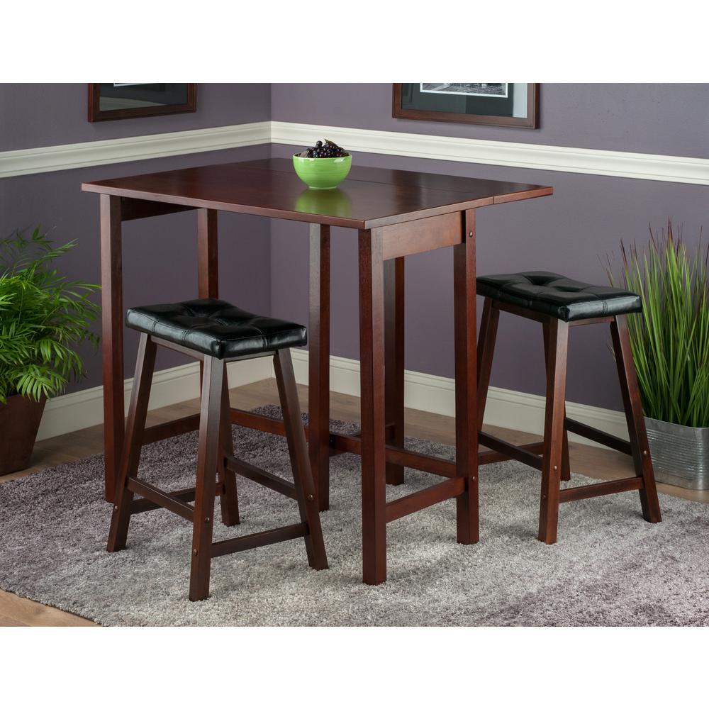 3-Pc Lynnwood Drop Leaf Kitchen Table with 2 Cushion Saddle Seat Stools