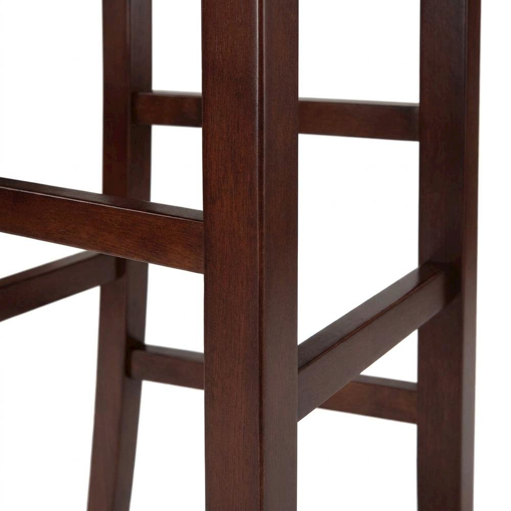 Solid Wood High Top Bar Table and Chairs Set with V-Back Stools, Walnut
