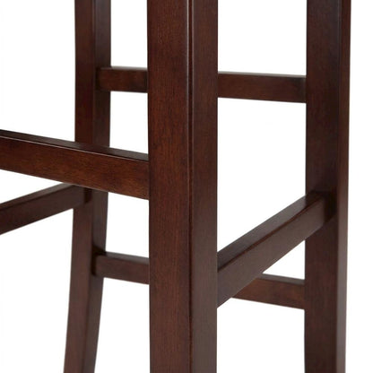 Solid Wood High Top Bar Table and Chairs Set with V-Back Stools, Walnut