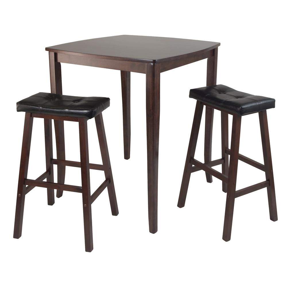3-Pc Inglewood High/Pub Dining Table with Cushioned Saddle Stool