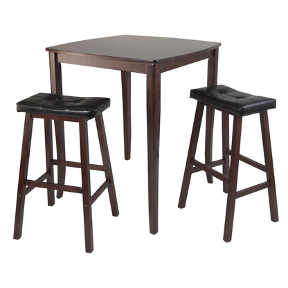 3-Pc Inglewood High/Pub Dining Table with Cushioned Saddle Stool