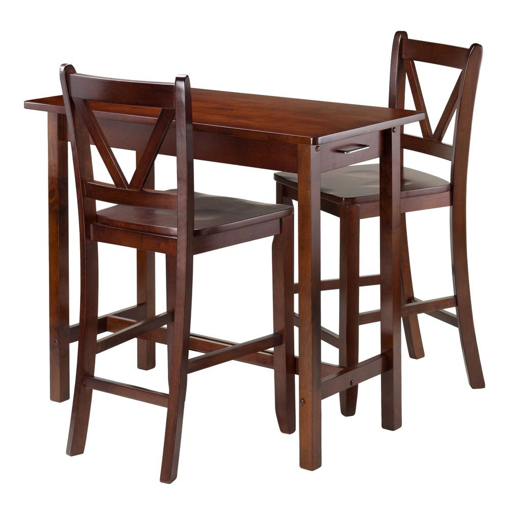 Sally 3-Pc Breakfast Table Set with 2 V-Back Stool