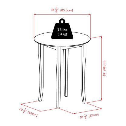 Fiona 3-Pc High Round Table with 2 Bar V-Back Stool