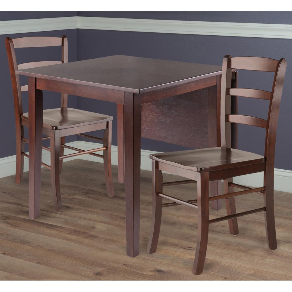 Perrone 3pc Drop Leaf Dining Table Set with Ladder Back Chair
