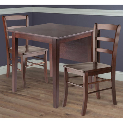 Perrone 3pc Drop Leaf Dining Table Set with Ladder Back Chair