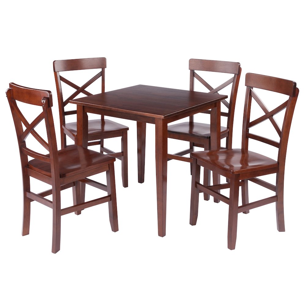 Groveland 5-Pc Set Dining Table with X-Back Chairs, Walnut
