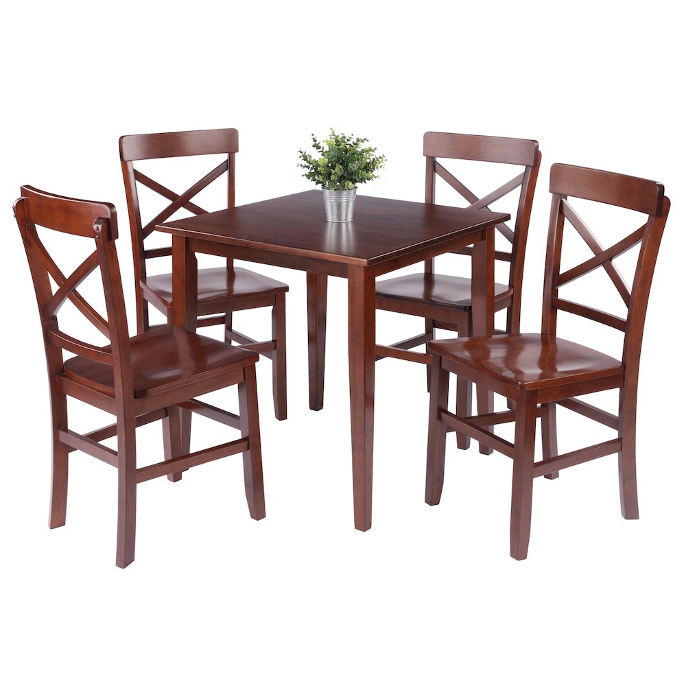 Groveland 5-Pc Set Dining Table with X-Back Chairs, Walnut
