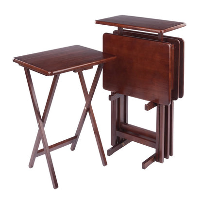 Riley 5-Pc Set Snack Table, Walnut Finish