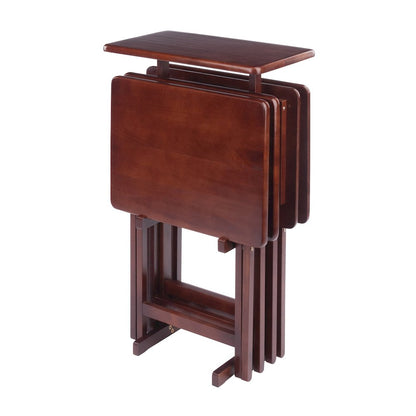 Riley 5-Pc Set Snack Table, Walnut Finish