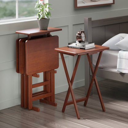 Riley 5-Pc Set Snack Table, Walnut Finish