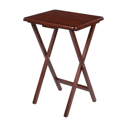 Solid Wood Folding TV Tray Tables, 5-Piece Nesting Snack Set, Walnut