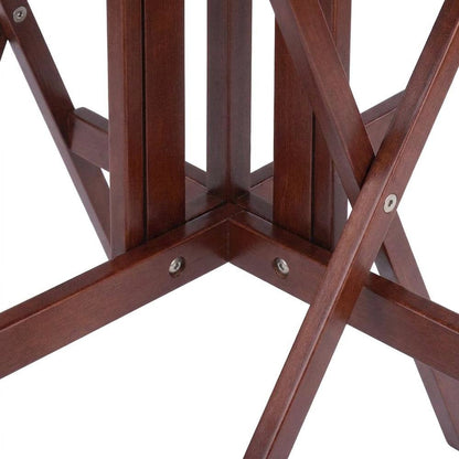 Solid Wood Folding TV Tray Tables, 5-Piece Nesting Snack Set, Walnut