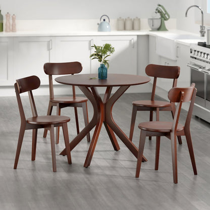 Lexa Dining Table with Splayed Legs, Walnut Finish with 4 Pauline Dining Chairs