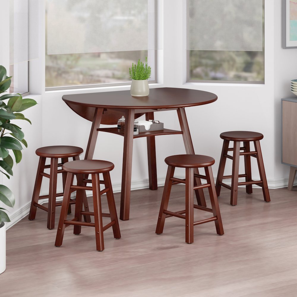 Element 2-Pc Dining Stool Set, Walnut