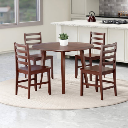 Dawson 5-Pc Drop Leaf Table with Ladder-back Chairs, Walnut