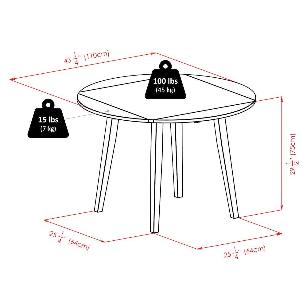 Dawson 5-Pc Drop Leaf Table with Ladder-back Chairs, Walnut