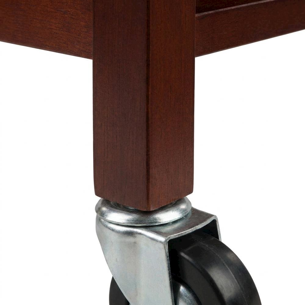 Solid Wood Rolling Kitchen Island Cart with Storage on Wheels, Walnut