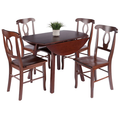 Marbelle Table 5-Pc Drop Leaf Dining Table with 4 Renaissance Chairs, Walnut