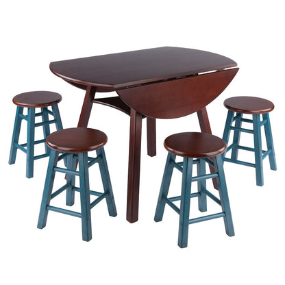 Element 2-Pc Dining Stool Set, Rustic Teal & Walnut