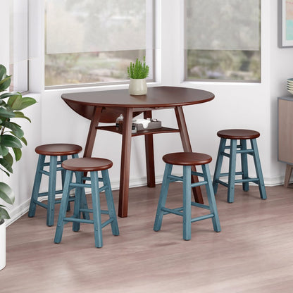 Element 2-Pc Dining Stool Set, Rustic Teal & Walnut