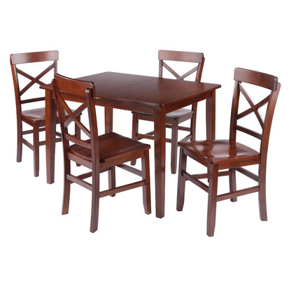 Darren 5-pc Set Dining Table with X-Back Chairs, Walnut