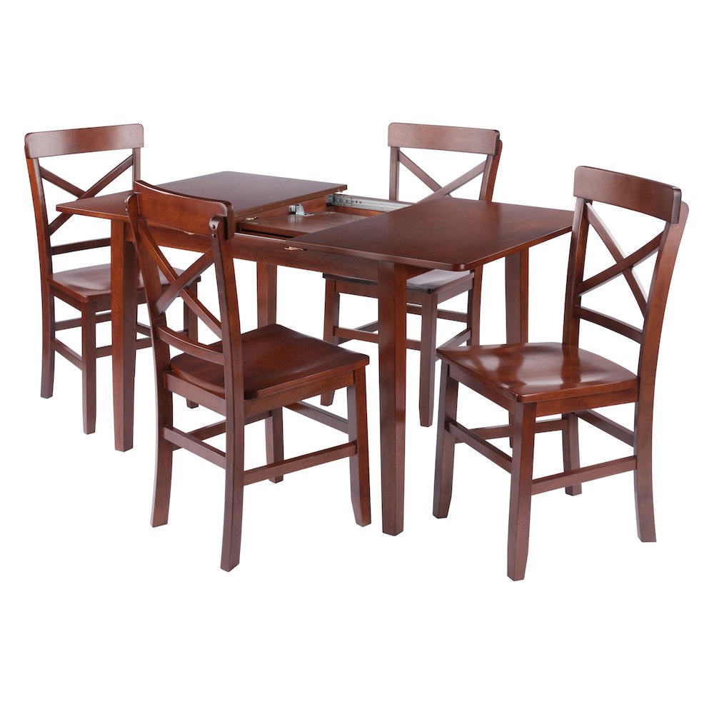 Darren 5-pc Set Dining Table with X-Back Chairs, Walnut